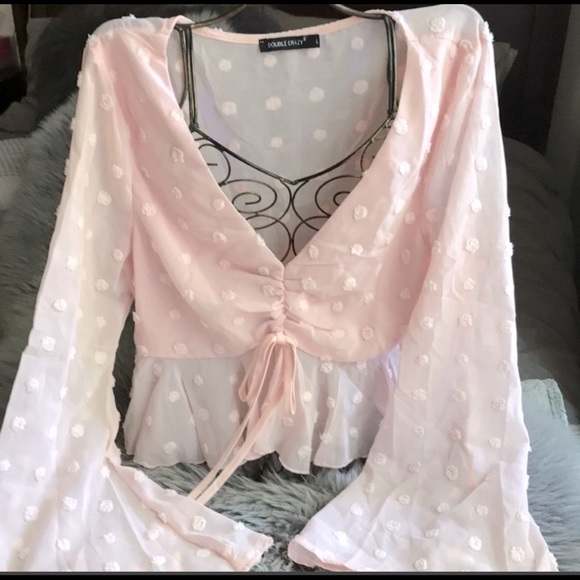 Shein Sheer Polkadot Blouse - Picture 3 of 4